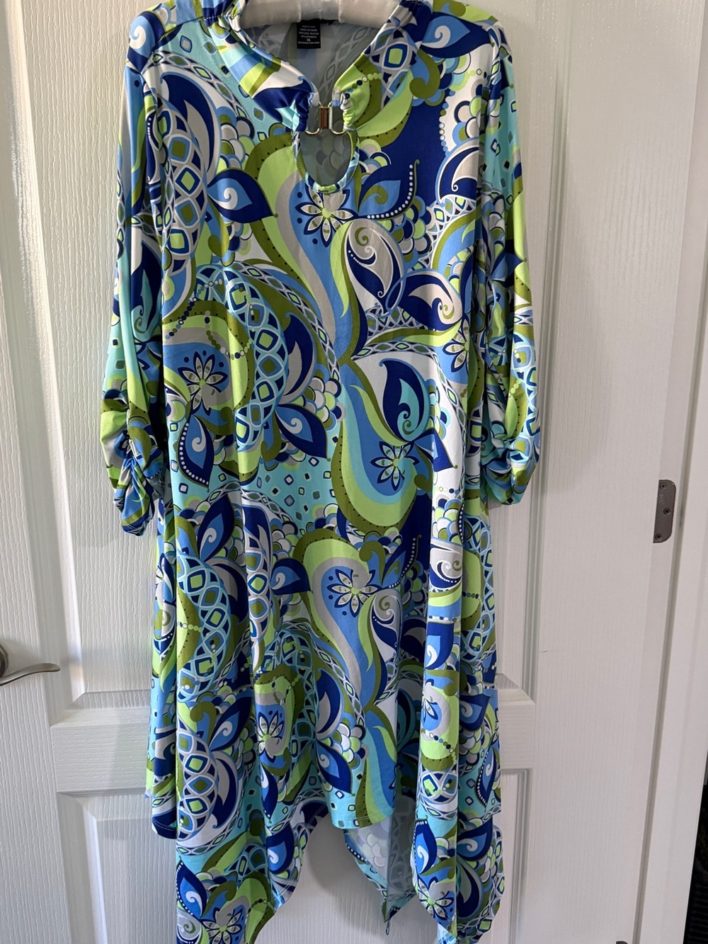 Bold Blue & Lime Paisley Tunic Dress
